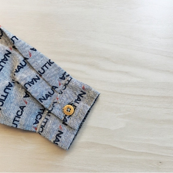 3/$22 NWOT Nautica Blue Button Down Long Sleeve Dress Shirt Boys Collar Size 12M - Picture 5 of 7